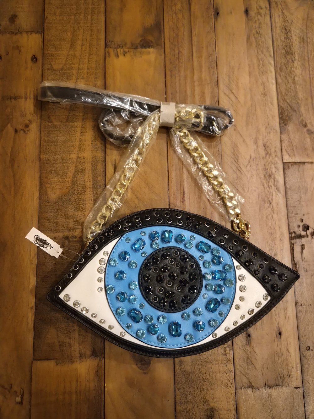 NWT ALDO Javanany Evil Eye Rhinestone Crossbody Bag Gold Chain